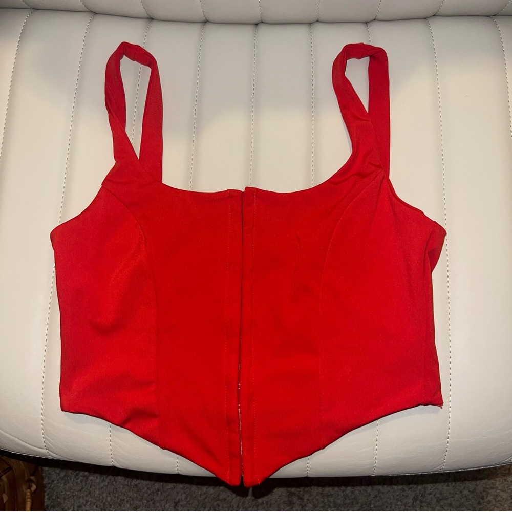 Red Corset Style Crop Top
